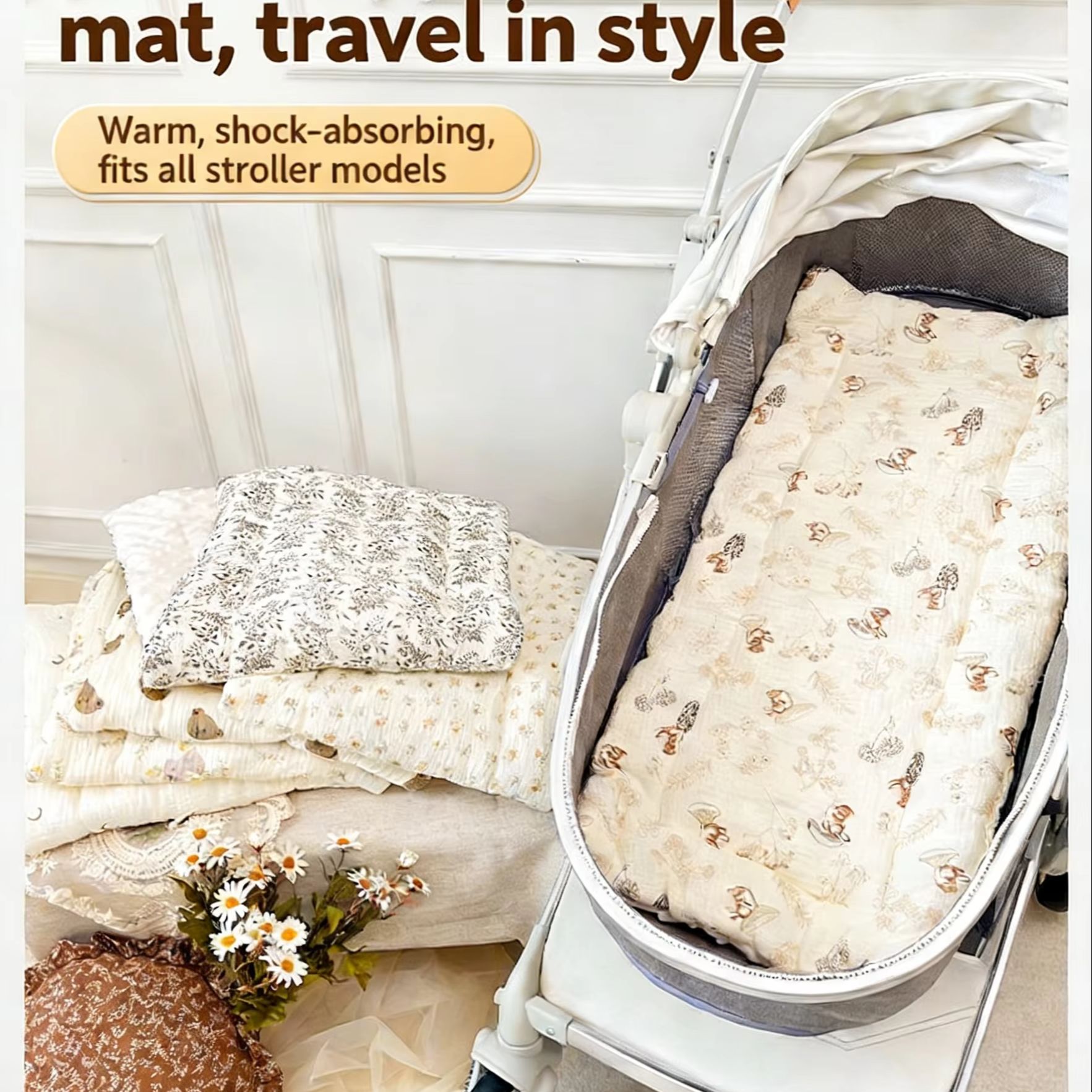 Baby Nursery Trolley - Baby-Kinderwagenauflage Verbesserte Universelle Kinderwagenmatratze Atmungsaktiver Einleger