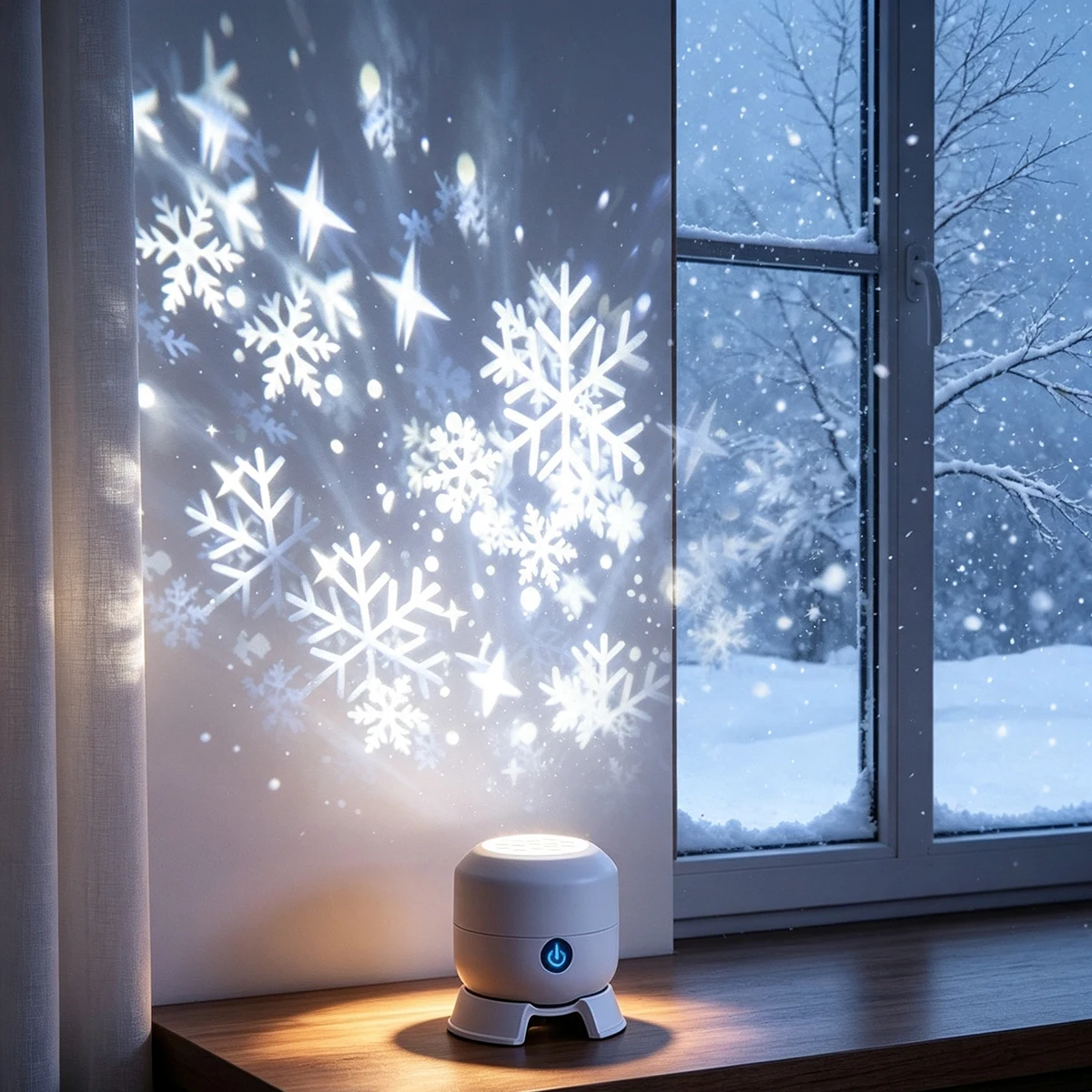 Baby Nursery Wall Lights - LED Rotierender Schneeflocken-Stern-Projektor, dynamische Weihnachts- und