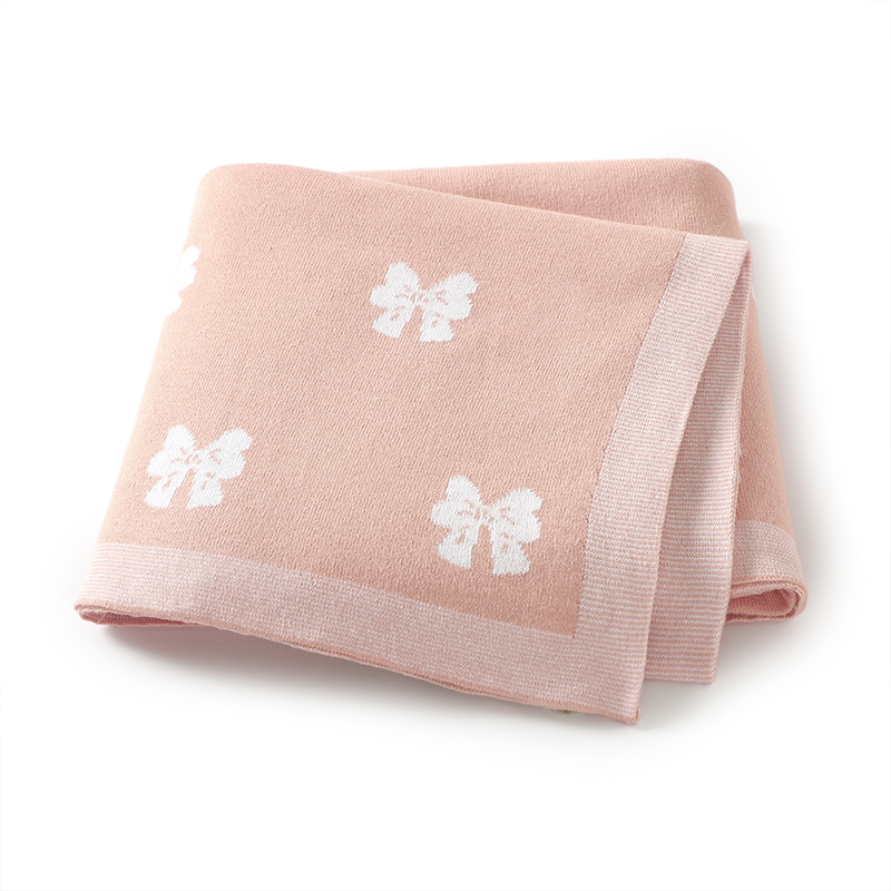 Baby Nursery Boy - Baumwolle Baby Decke Stricken Nette Schleife
