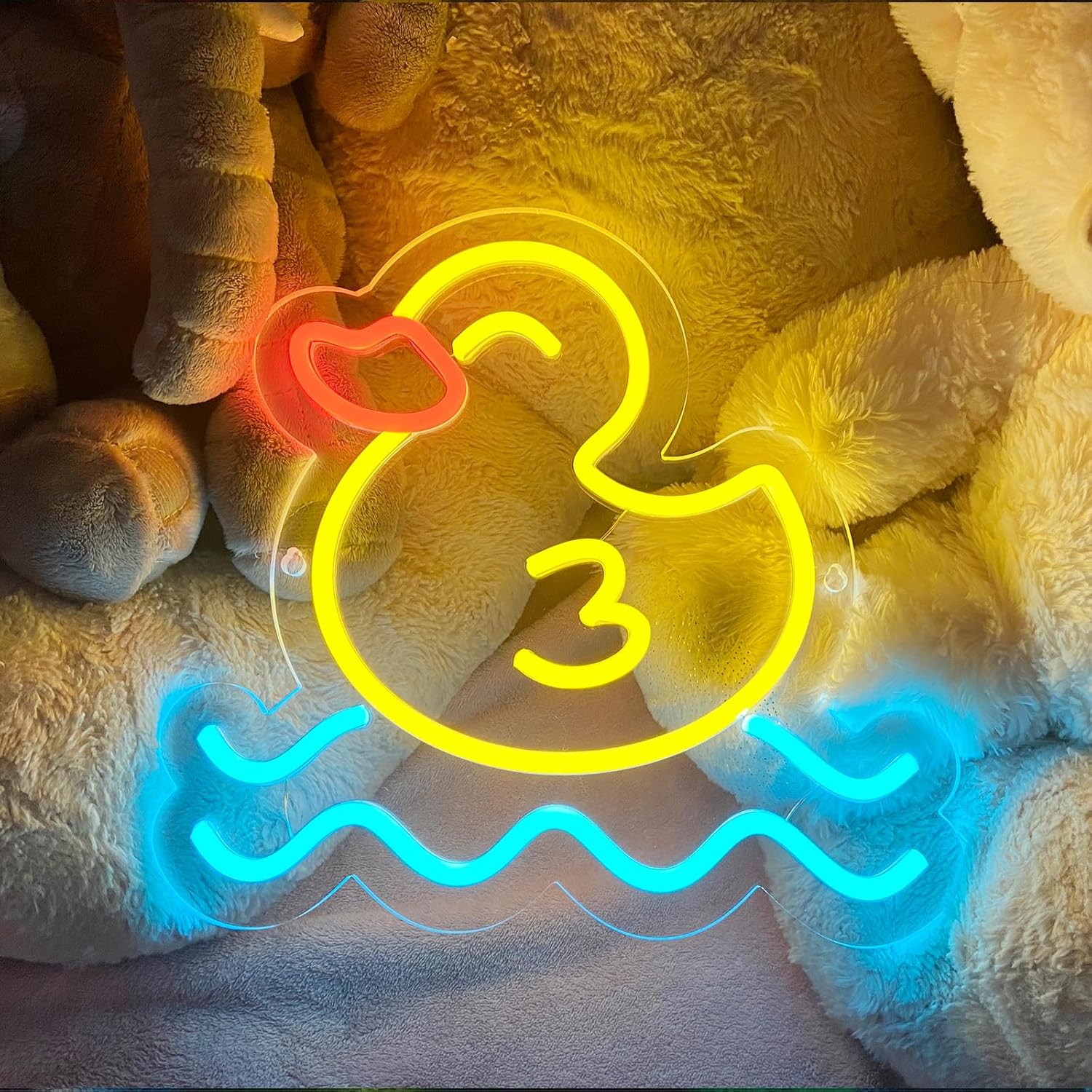 Baby Nursery Wall Lights - Enten-Neonschild LED-Wandkunst USB-betriebene Acryl-Tier-Leuchtlampe Kinderzimmer-Party-Dekoration Baby-Shower-Hängelampe