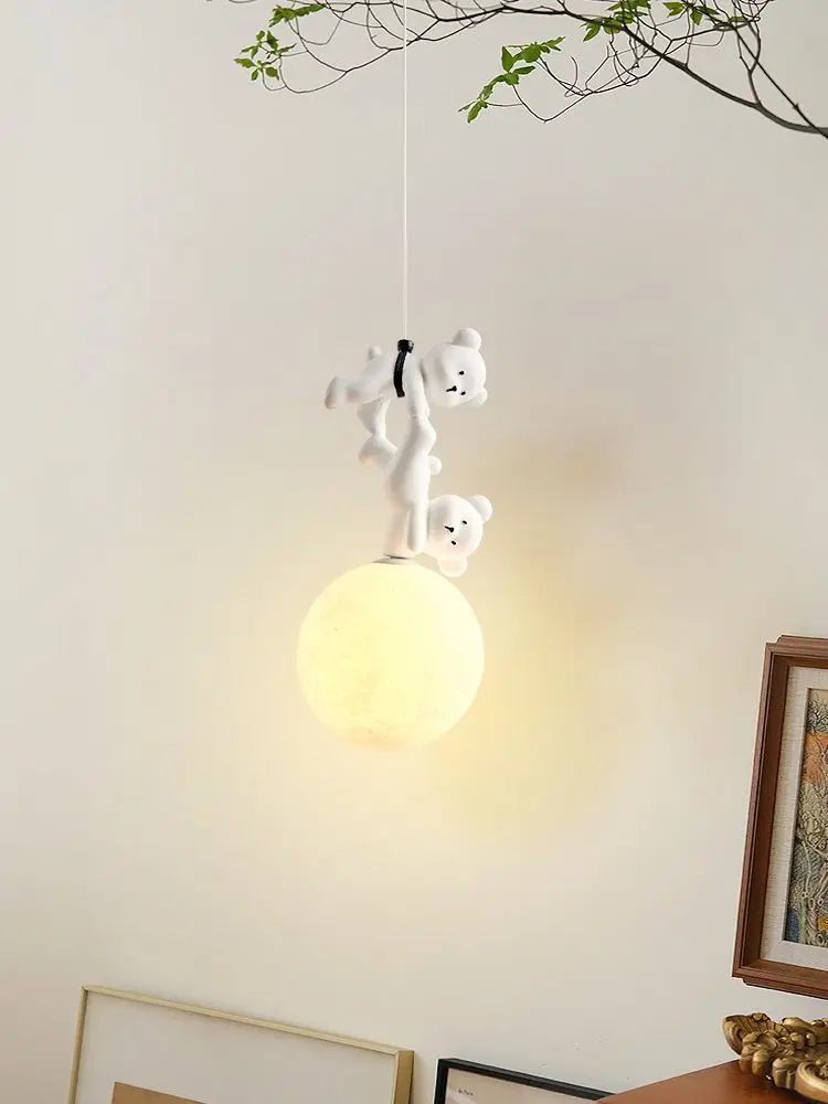 Baby Nursery Light Fixture - Bärenlampe Cartoon Kinderzimmer Nachttisch-Pendelleuchte Harz Kinderzimmer