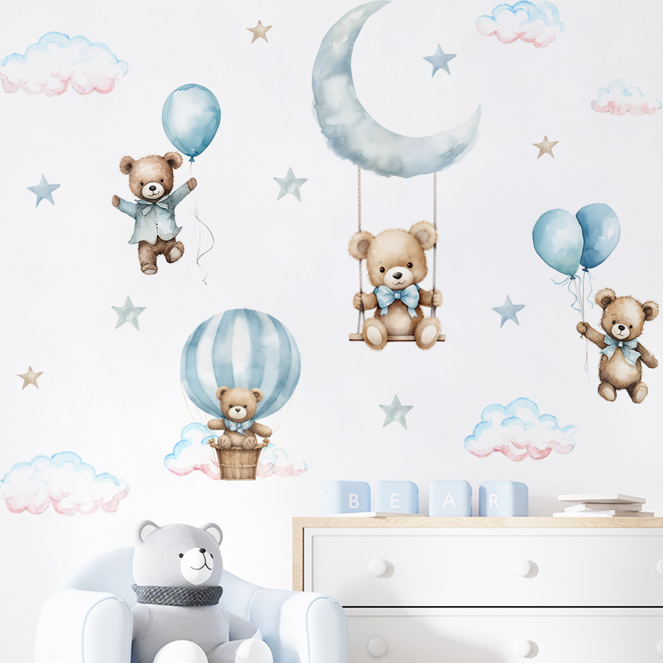 Aquarell Bär Heißluftballon Wo – Baby Nursery Boy Bewertung und Preis