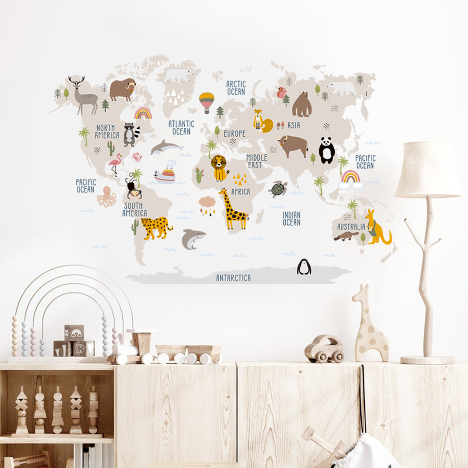 Aquarell Cartoon Weltkarte Wan – Baby Nursery Decor Girl Bewertung und Preis